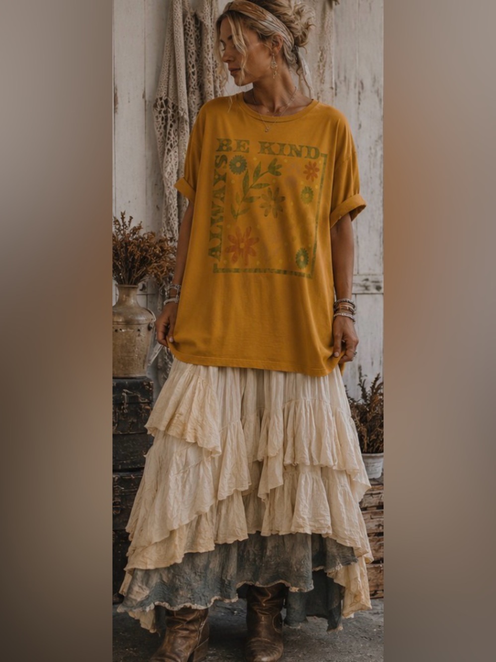 Life Clothing Co. 🌼 Be Kind Always Oversized Graphic Tee One Size Boho
